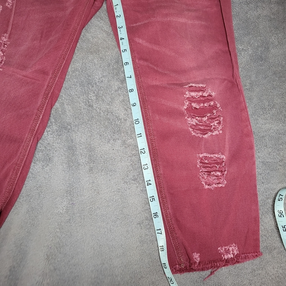 Free People Distressed Crop Straight Leg Denim Jeans Berry Purple Size 27 - Picture 12 of 14